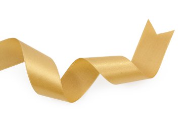 Altın güzel uncurled izole üzerinde saf beyaz şerit 