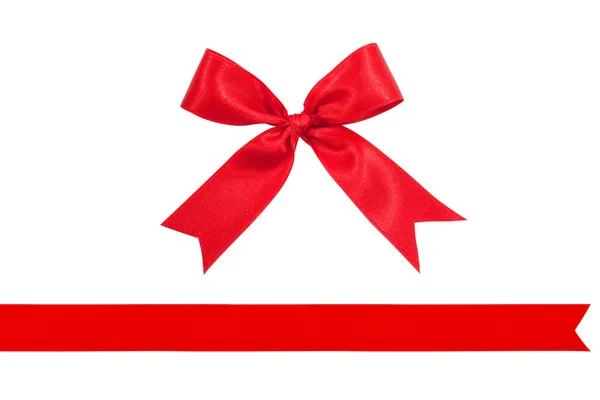 Red ribbon bow on white background — Stock Photo, Image