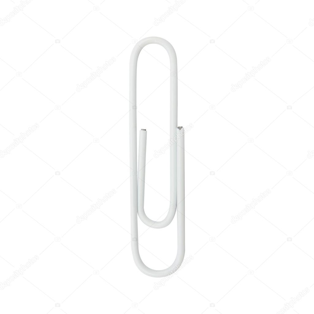 white Paper Clip isolated on white background