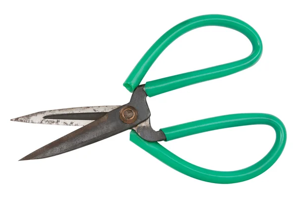 Green scissors isolated on white background — Stock Photo, Image