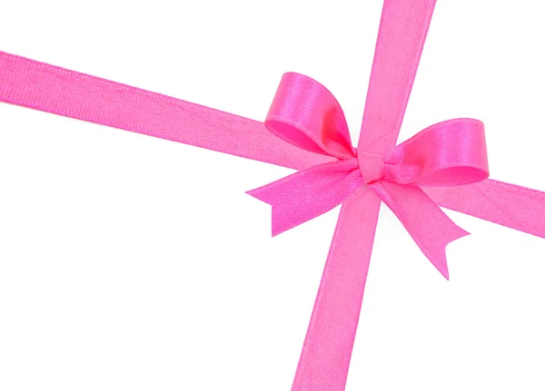 Pink satin gift bow ribbon — Stock Photo, Image