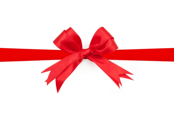 Red ribbon double bow on white background preparation for gift w — Stock Photo, Image