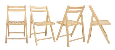 Beyaz arka planda izole edilmiş tahta sandalye