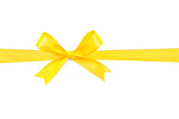 Ruban papillon cadeau satin jaune — Photo