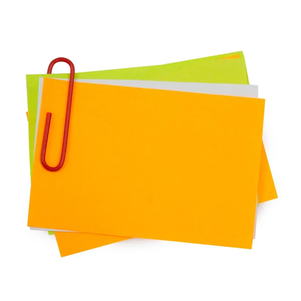 Multi color note with red paper clip — Stock Photo, Image