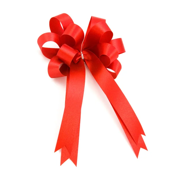 Beautiful red bow from satin ribbon — Stock Photo, Image