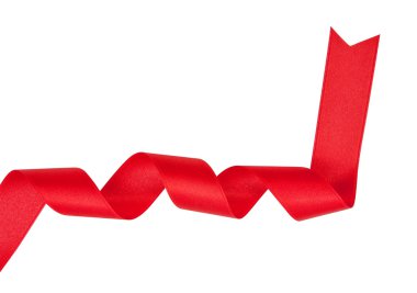 kırmızı kurdele güzel izole üzerinde saf beyaz uncurled 