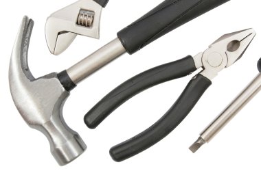 Beyaz arka plan üzerinde izole araç seti