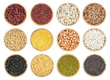 collection of legumes in the cup isolated clipart