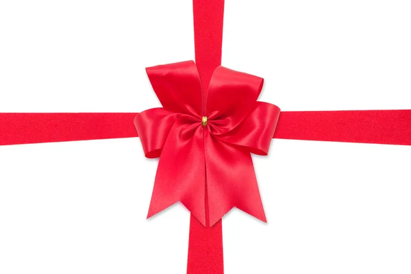 Beautiful red bow from satin ribbon — Stock Photo, Image