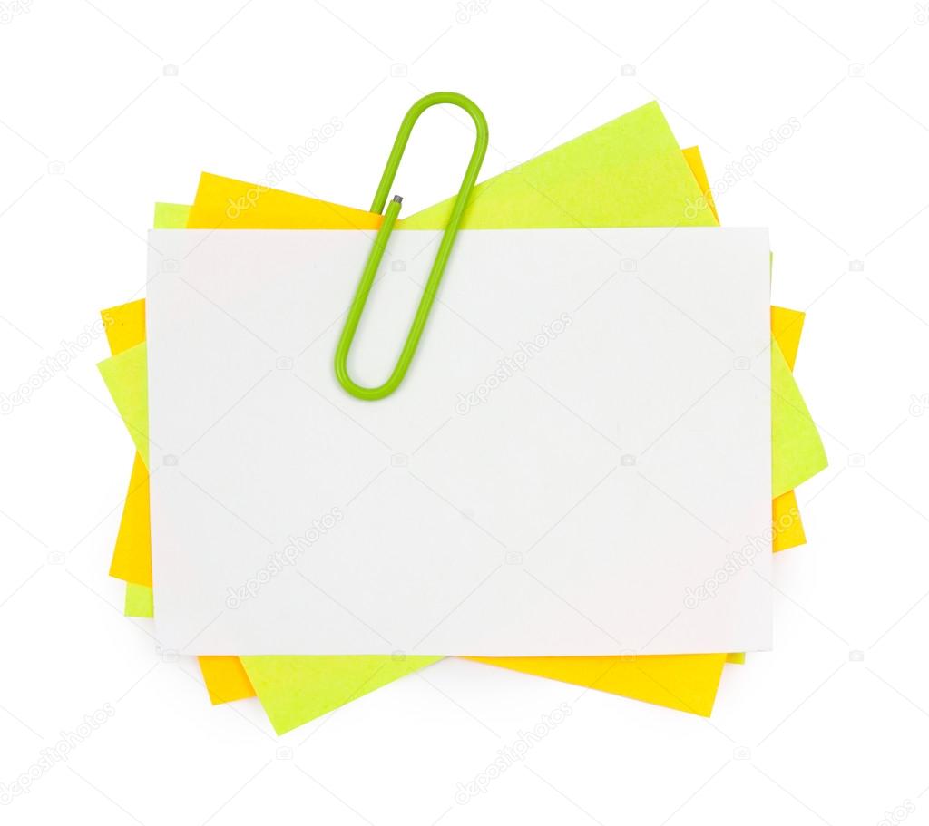 Multi color note with Green paper clip