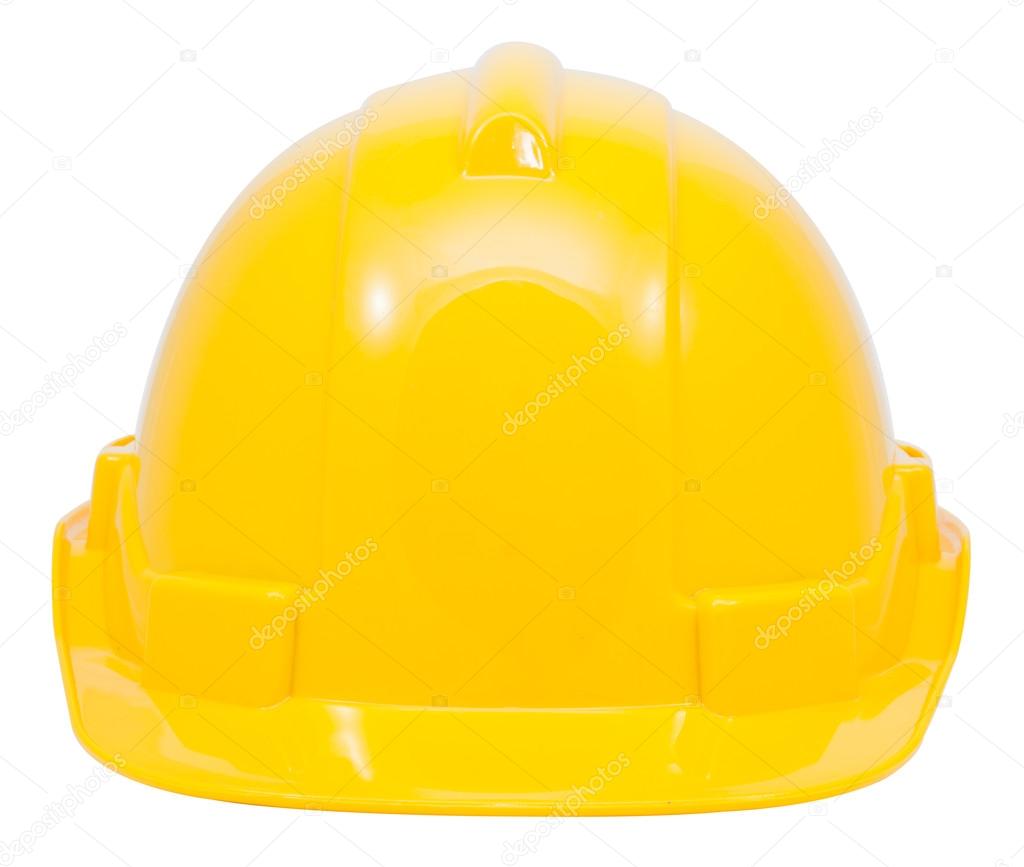 Green safety helmet on white background