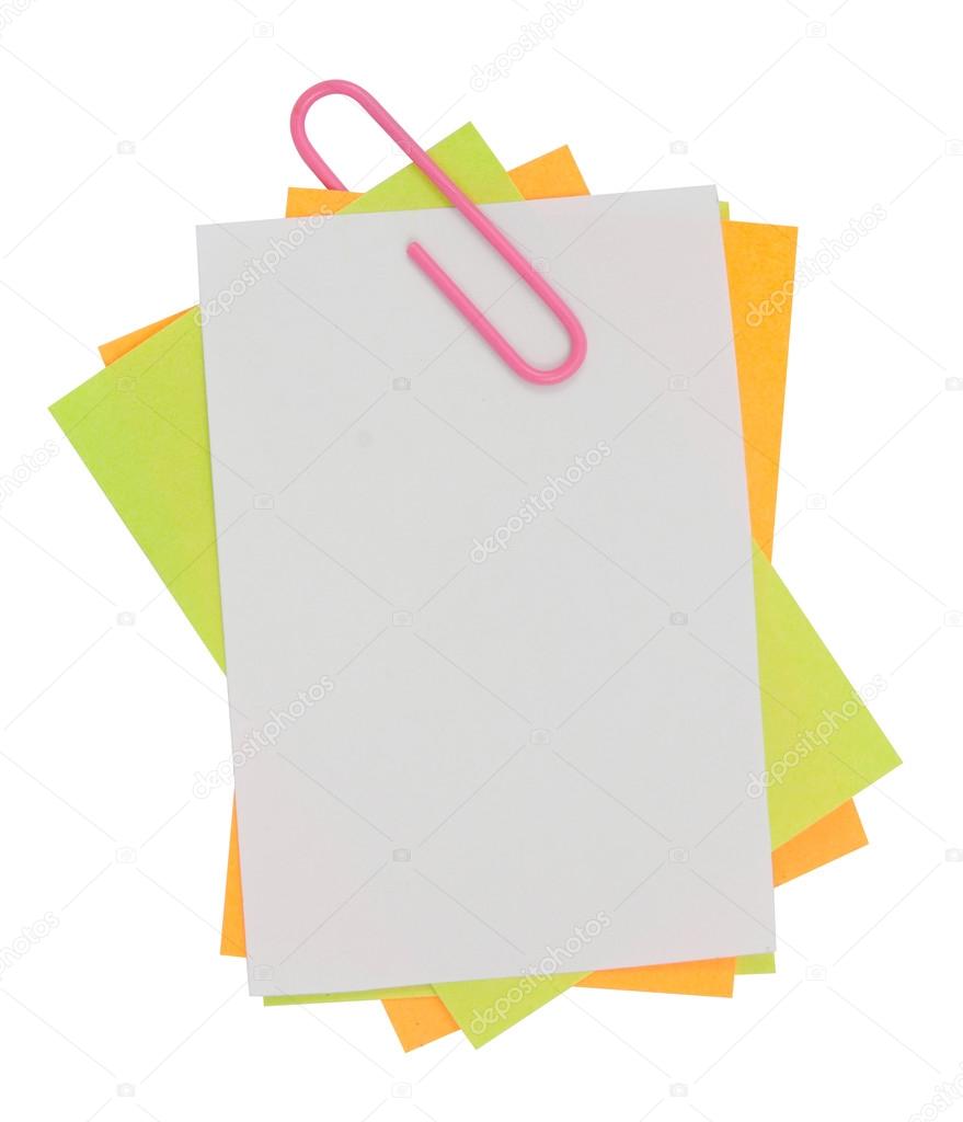 Multi color note with red paper clip