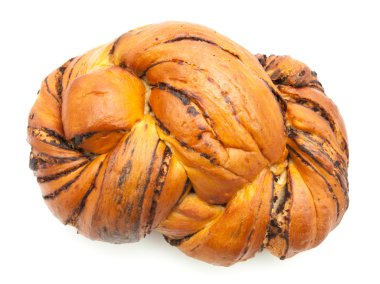 Çikolatalı ekmek üzerine beyaz izole