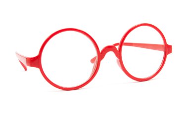 beyaz izole kırmızı moda gözlük