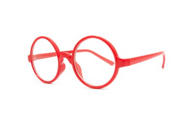 beyaz izole kırmızı moda gözlük