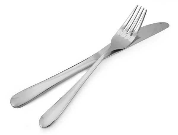 Knife and fork isolated on white background — Stock Photo, Image