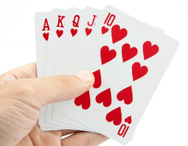 Speelkaarten in de hand — Stockfoto