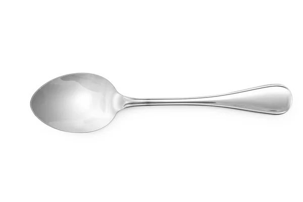 Stainless steel glossy metal kitchen spoon — Stock Photo, Image