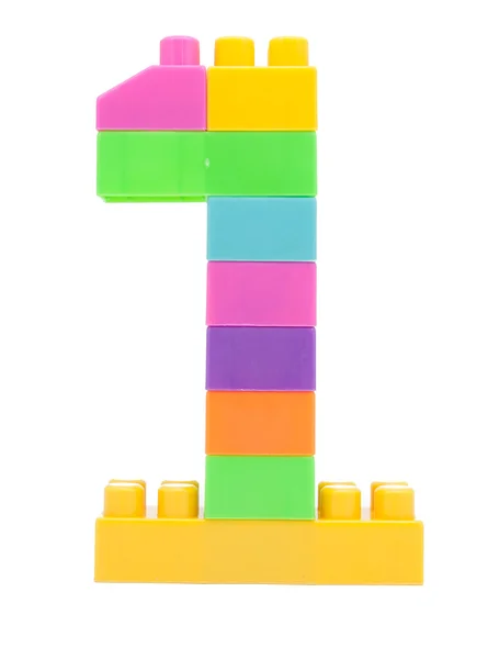 Bir numara oluşturan renkli plastik blokları — Stok fotoğraf