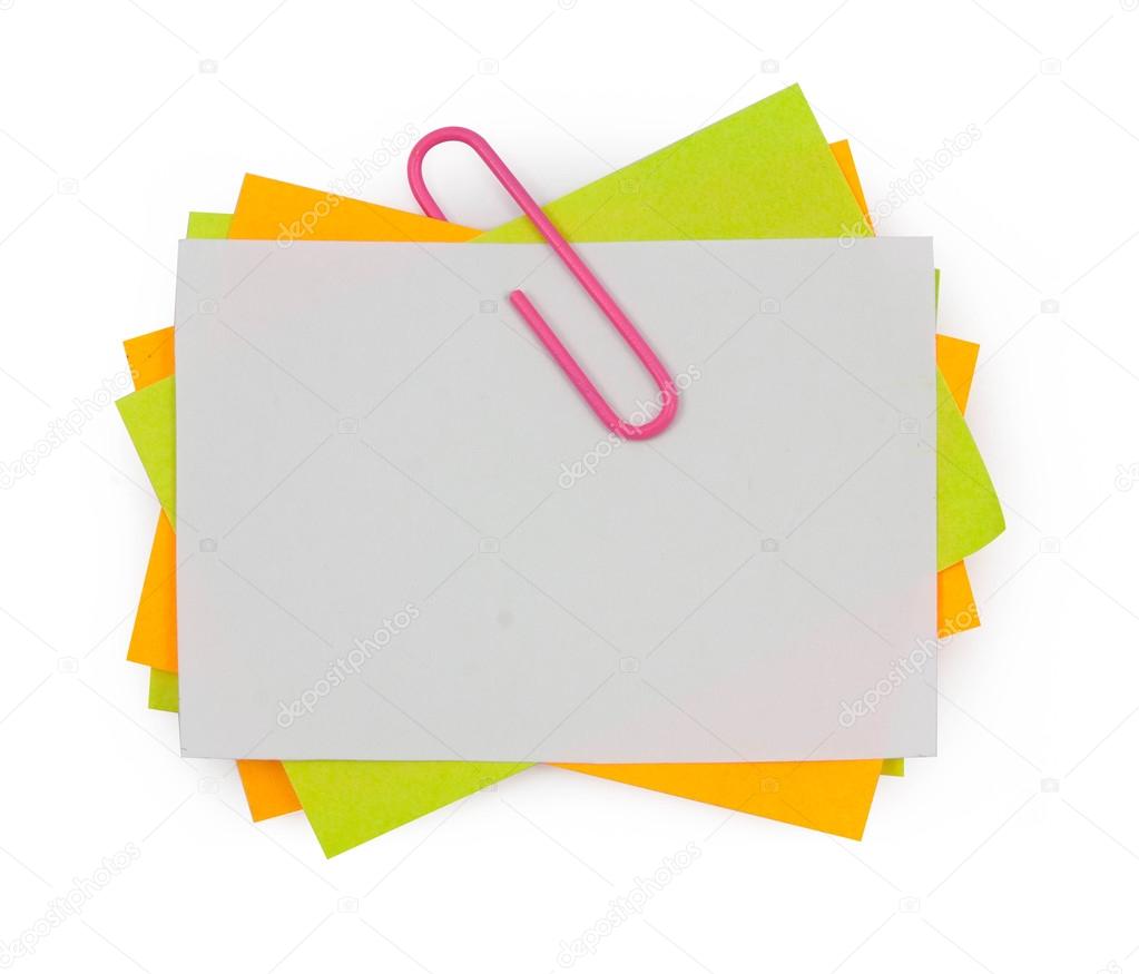 Multi color note with pink paper clip