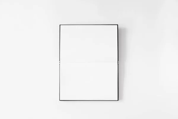 Mockup Del Taccuino Aperto Notebook Piatto Laici Sfondo Bianco Vista — Foto Stock