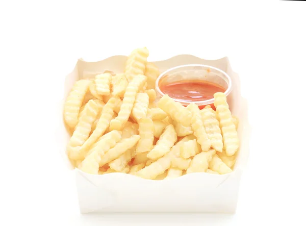 Pommes frites potatis med ketchup — Stockfoto