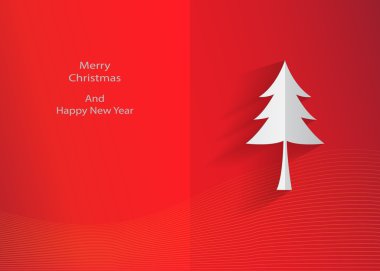 Beyaz Noel ağacı ve kırmızı zemin üzerine gölge.