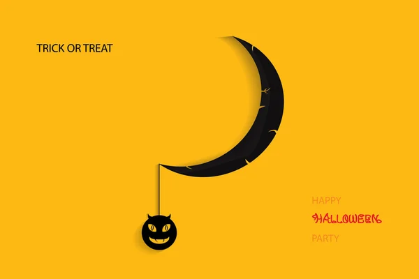 Illustrazione di Halloween con diavolo e luna di zucca nera — Vettoriale Stock