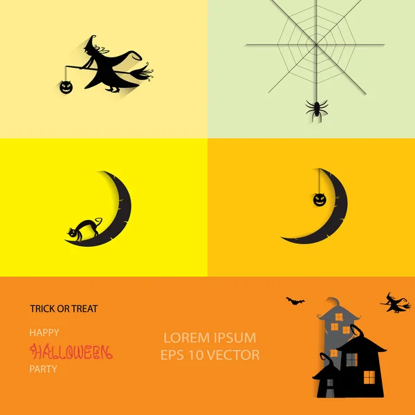 Set van halloween zwarte schaduw silhouet — Stockvector