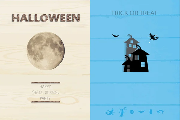 Halloween-ikonen på trä bakgrund. — Stock vektor