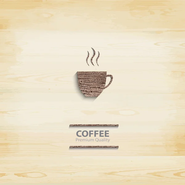 Astratto tazza di caffè in legno su sfondo chiaro — Vettoriale Stock