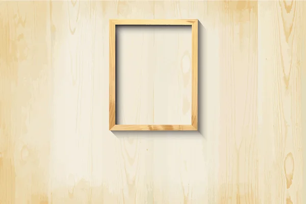 Marco de imagen simple sobre fondo de madera — Vector de stock