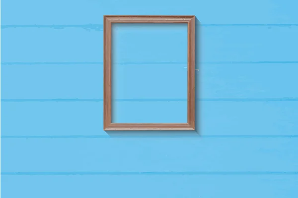 Eenvoudige afbeeldingsframe op lichte blauwe hout achtergrond. — Stockvector