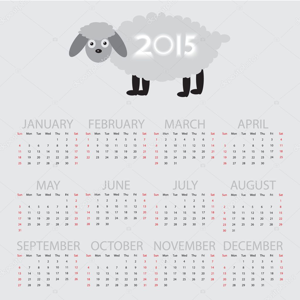 Einfacher Kalender 2015 Vektorgrafik Lizenzfreie Grafiken C Koko Tewan 56255305 Depositphotos