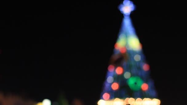 Christmas tree light, blur de-focus — Stock Video