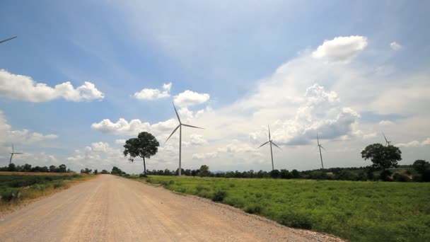 Ställa in samling montage, Wind turbine realtid och timelapse. — Stockvideo