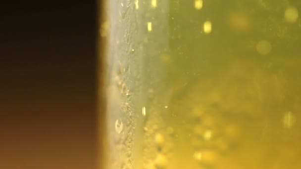 Bulles de bière flottent dans le verre — Video