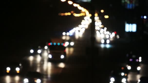 离焦或模糊散景夜交通灯. — 图库视频影像