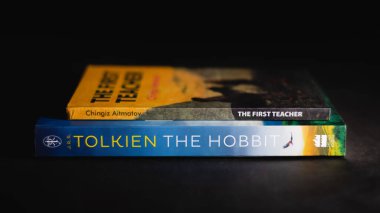 Galle, Sri Lanka - 04 07 2021: Masanın üstüne istiflenmiş iki kitap.