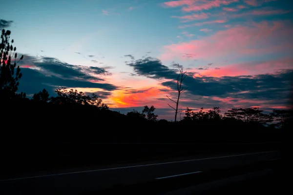 Avant Lever Soleil Photo Route Sri Lanka Vue Sur Autoroute — Photo