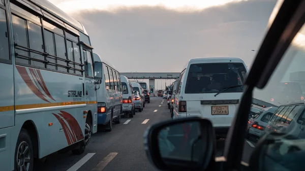 Traffic Jam Mattala Expressway Toll Exit Holidays — Stock Photo, Image