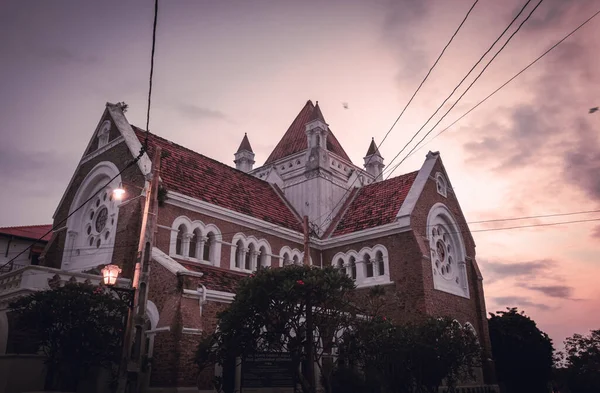 Iglesia Todos Los Santos Galle Fort Noche Pintoresca Fotografía Paisaje — Foto de Stock