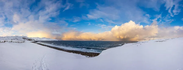 Panorama Invierno Del Mar Barents Que Congela Invierno Pesar Estar — Foto de Stock