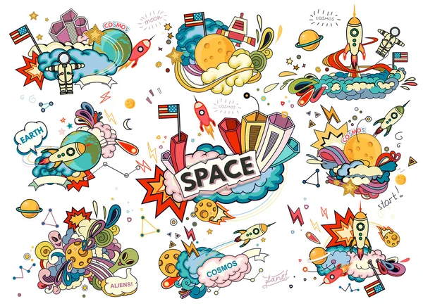 Espacio estilo de dibujos animados — Archivo Imágenes Vectoriales