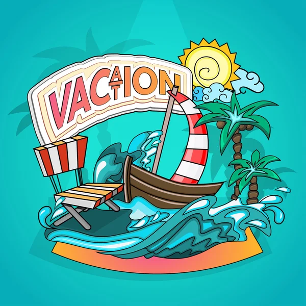 Estilo de dibujos animados de vacaciones — Vector de stock