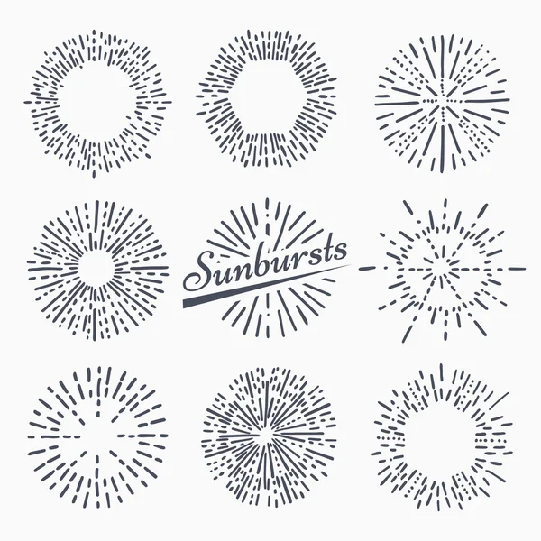 Vintage set sunburst — Stock Vector