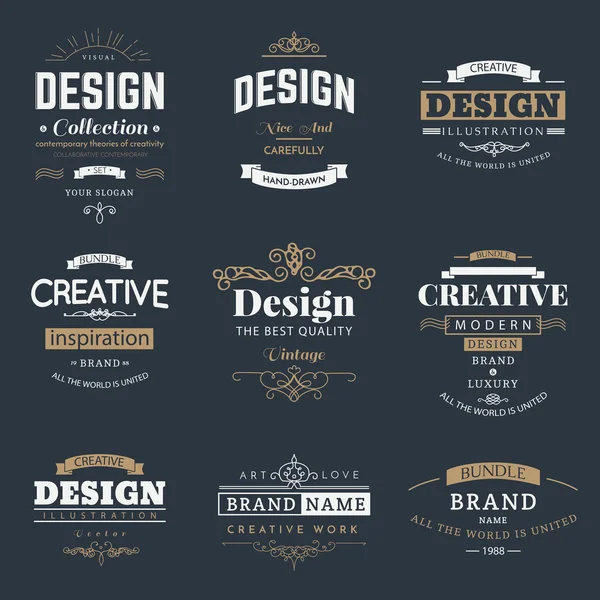 Étiquettes vintage créatives design rétro — Image vectorielle