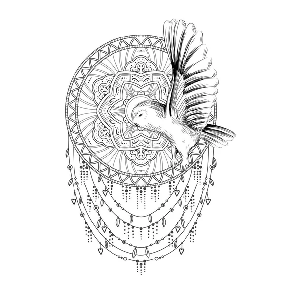 Dreamcatcher boho vektör illüstrasyonu — Stok Vektör