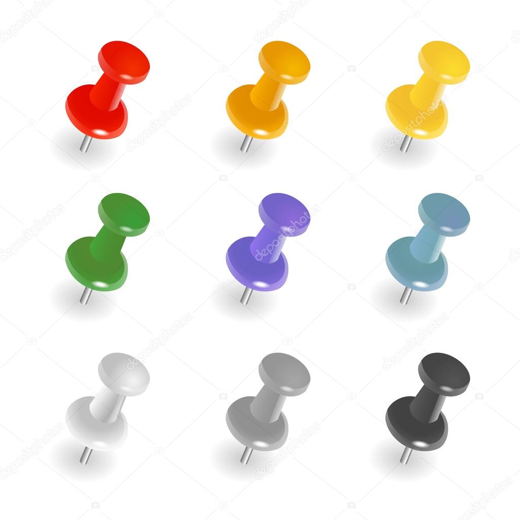 Push pins collection stock vector. Illustration of head - 125989954